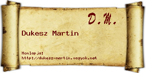 Dukesz Martin névjegykártya